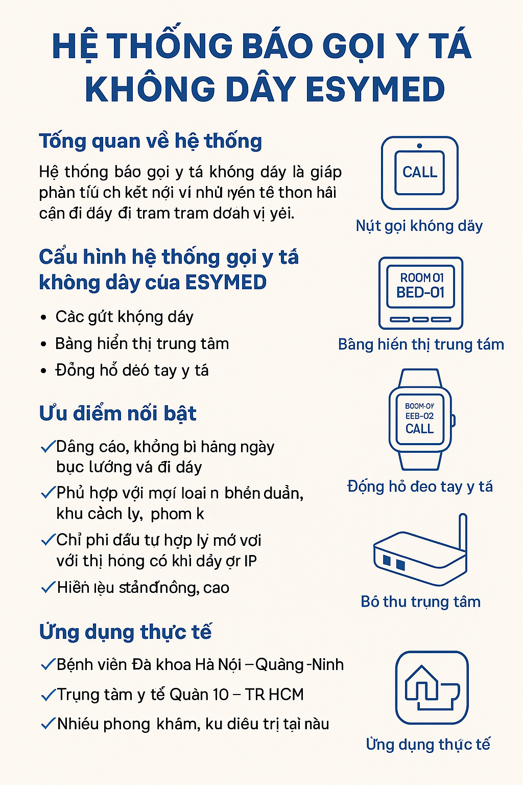 chuông gọi phục vụ không dây esymed