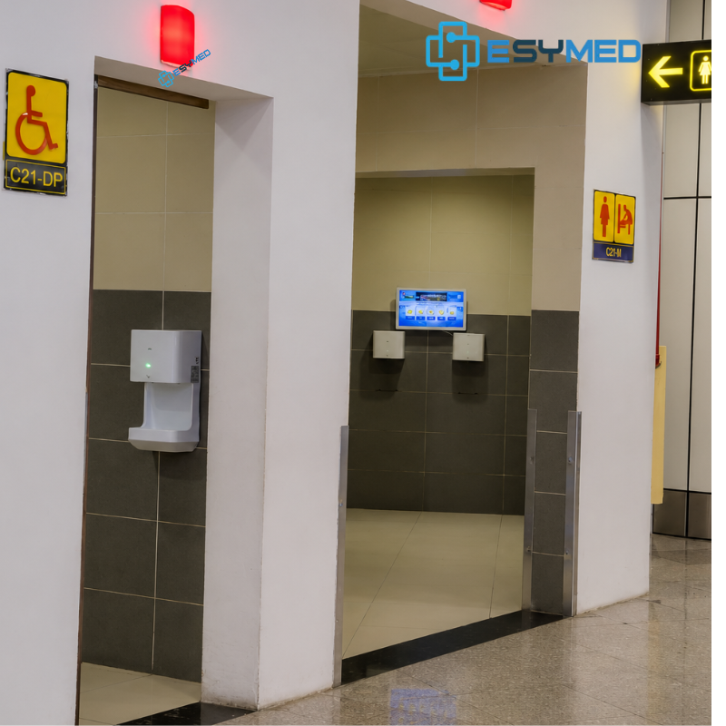 nhà vệ sinh sân bay cần trang bị chuông gọi khẩn cấp như thế nào